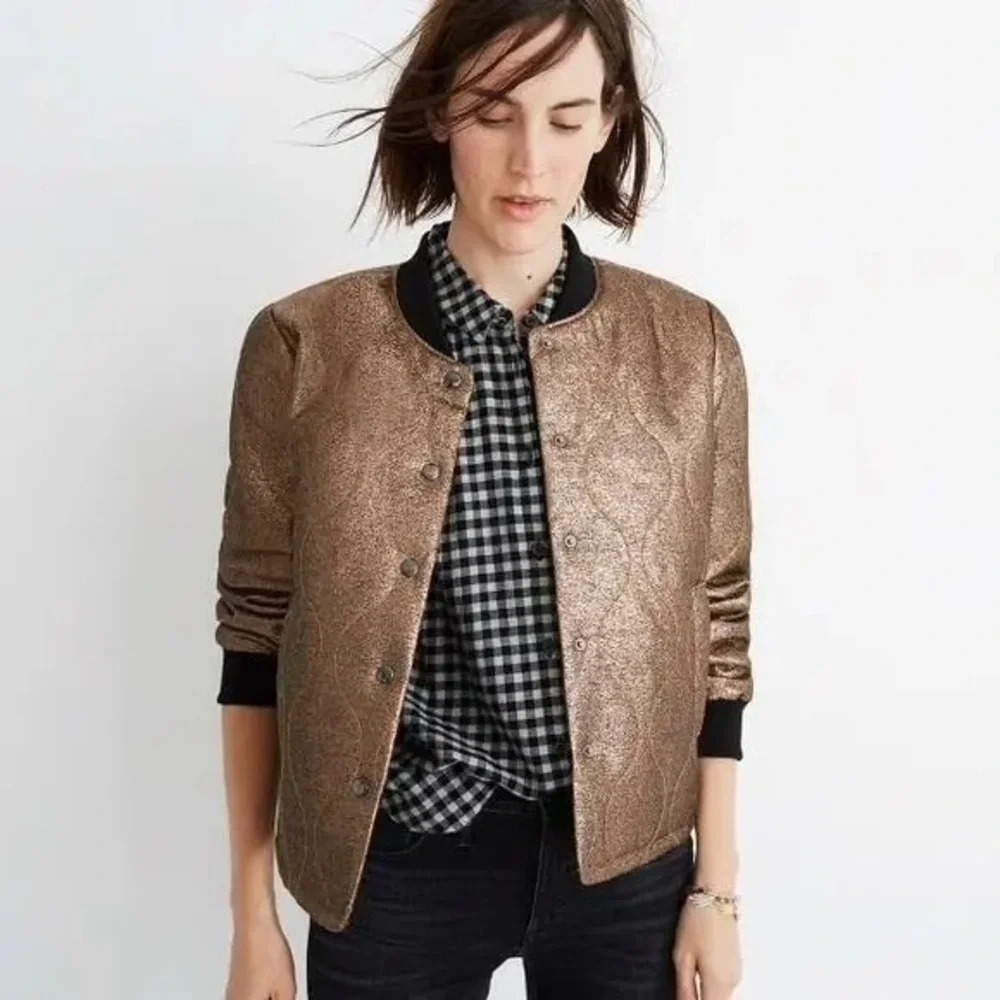 MADEWELL NWOT Metallic Quilted Military Jacket‎